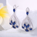 Gold 925 China natural loose sapphire diamonds earring